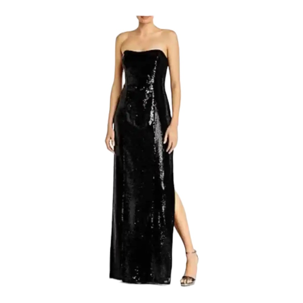 NEW Aidan Mattox Women's Formal Black Sequin Strapless Long Column Gown size 4